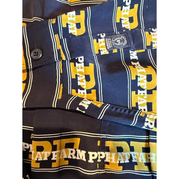 Phat Farm Mens XL Button-Up 90’s Y2K Hip Hop Shirt Yellow & Black Graphic Print - Picture 4 of 8